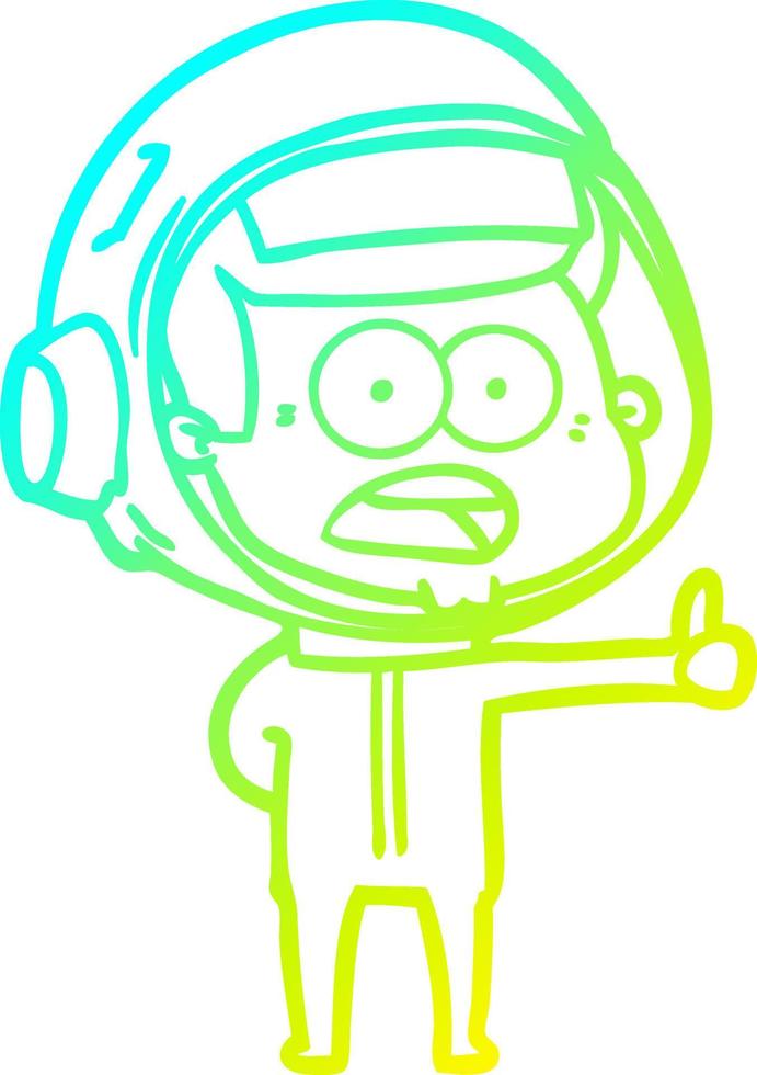 cold gradient line drawing cartoon surprised astronaut vector