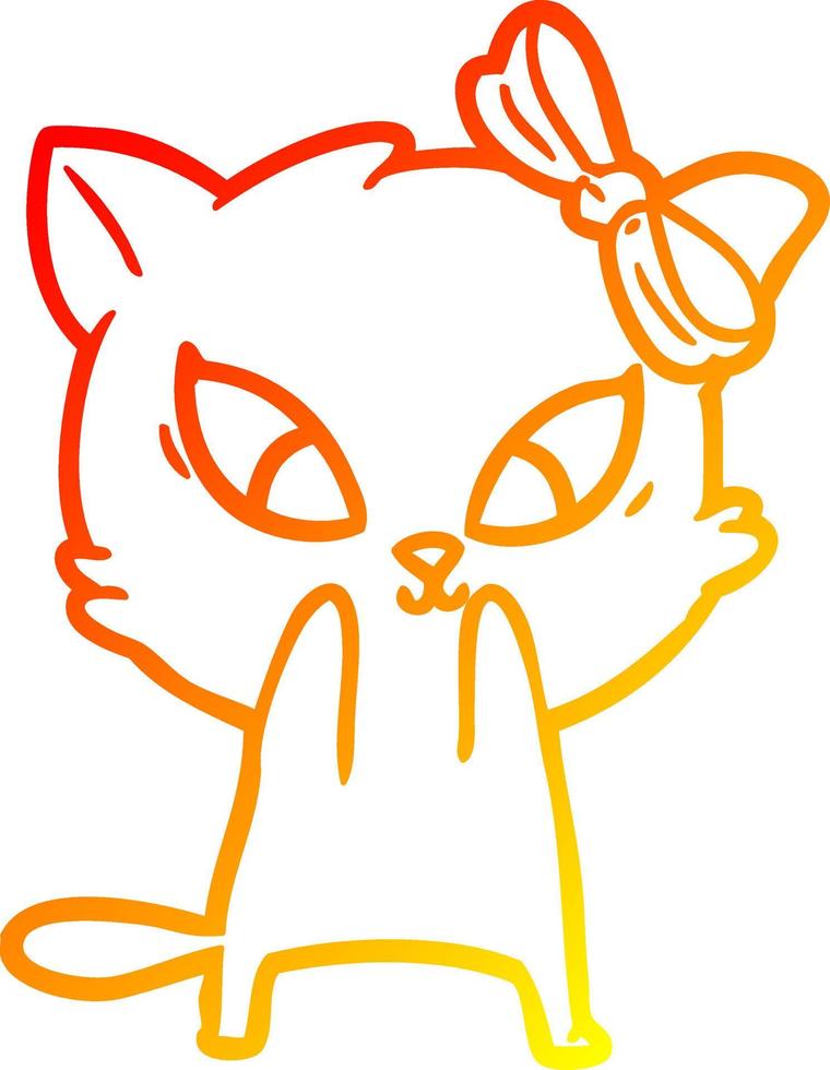 warm gradient line drawing cartoon cat vector