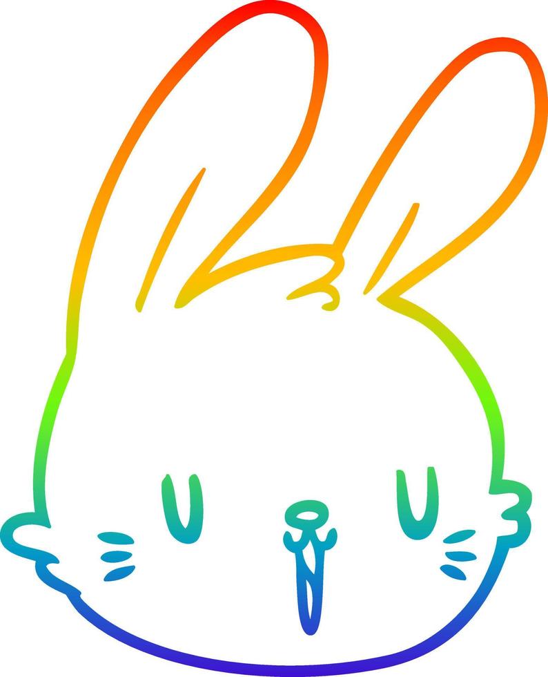 rainbow gradient line drawing cartoon rabbit face vector