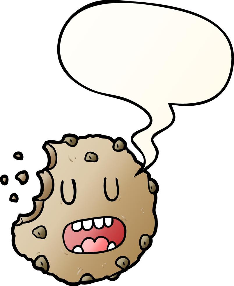 cartoon cookie and speech bubble in smooth gradient style vector