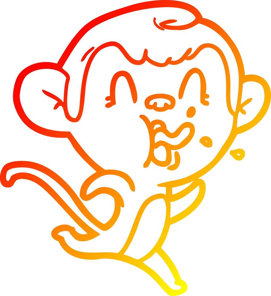 warm gradient line drawing crazy cartoon monkey vector