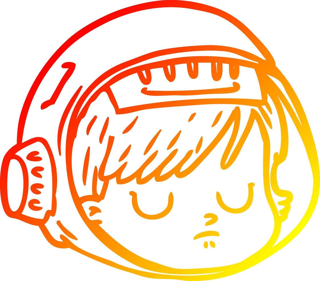warm gradient line drawing cartoon astronaut face vector