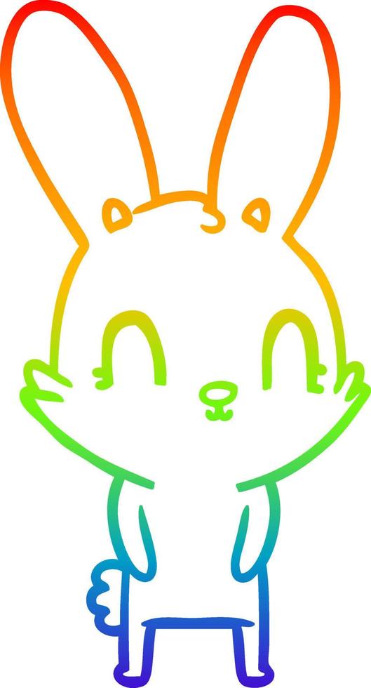 rainbow gradient line drawing cute cartoon rabbit vector