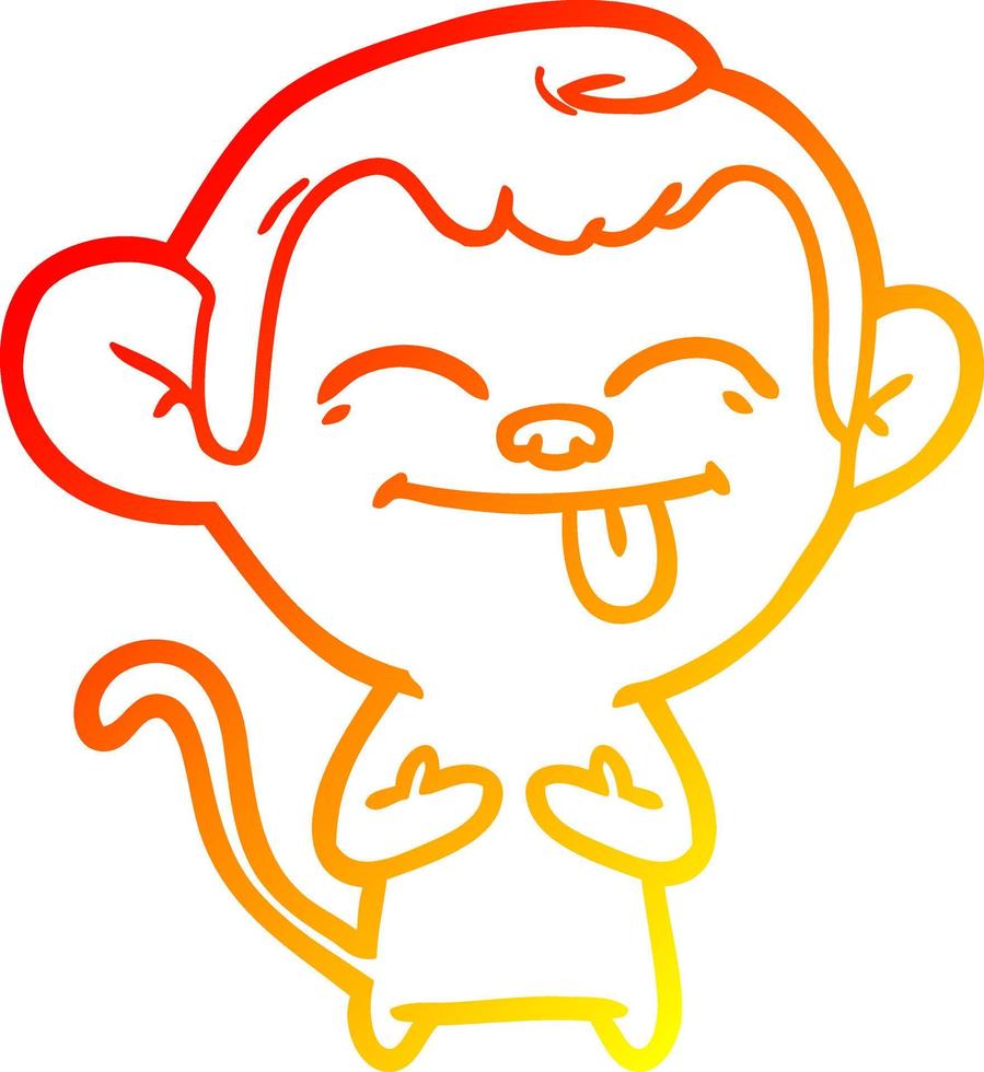 warm gradient line drawing funny cartoon monkey vector