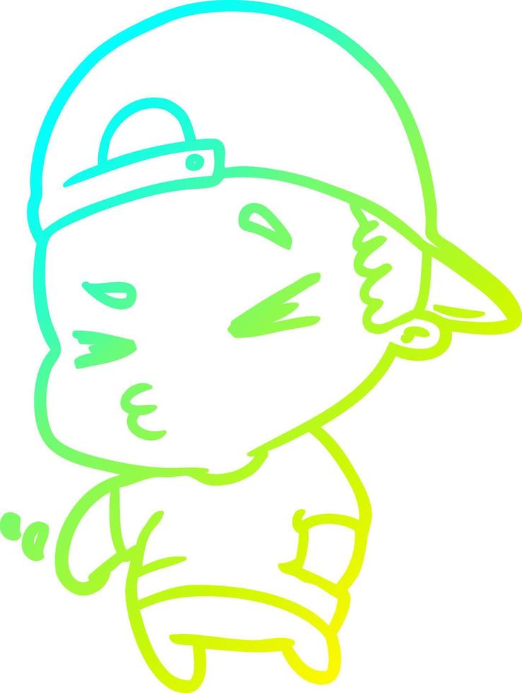 cold gradient line drawing cool kid vector