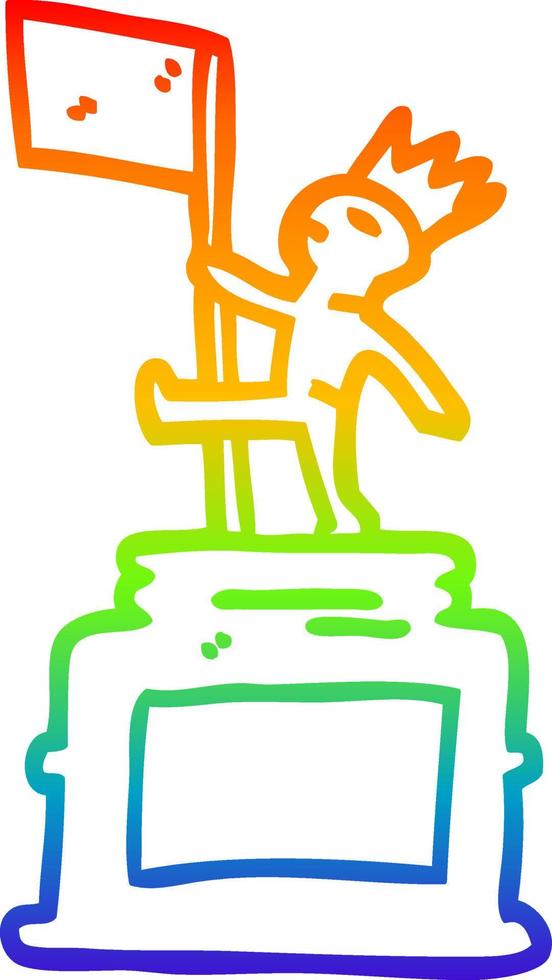 rainbow gradient line drawing cartoon monument statue vector