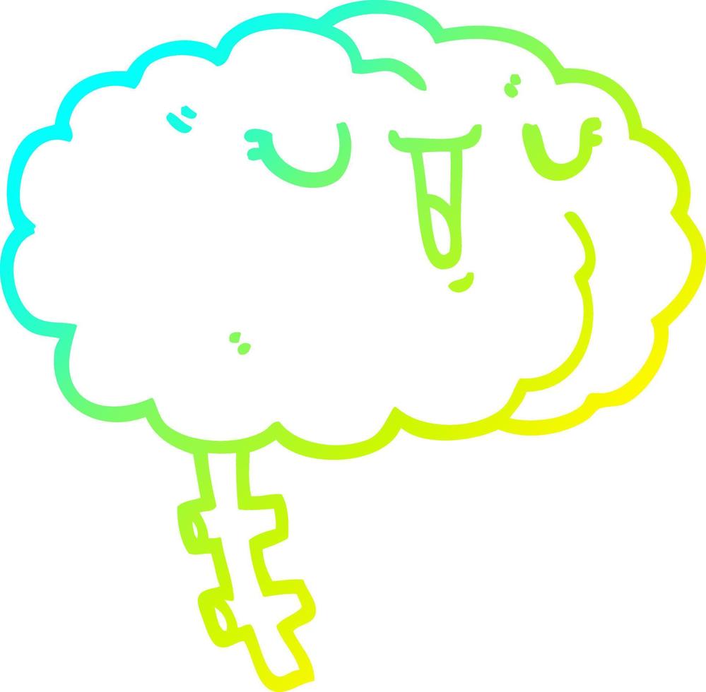 cold gradient line drawing happy cartoon brain vector