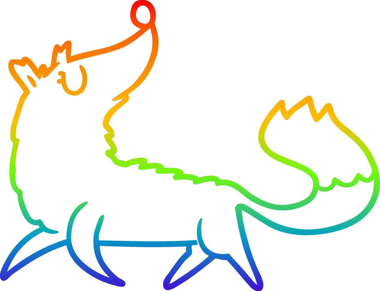 rainbow gradient line drawing cartoon fox vector