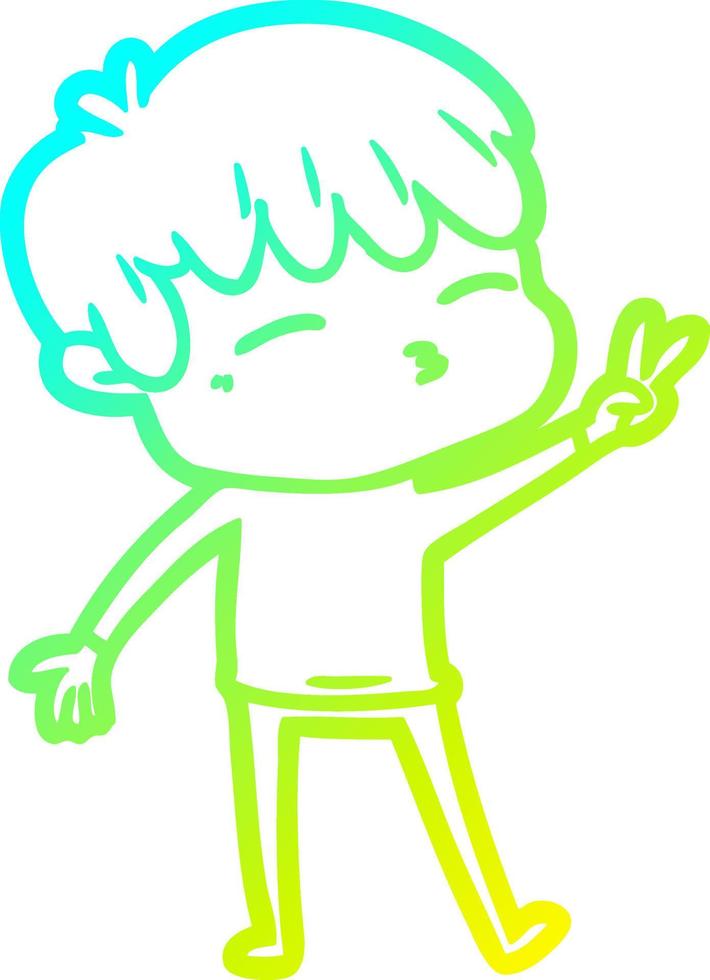 cold gradient line drawing cartoon frustrated man vector