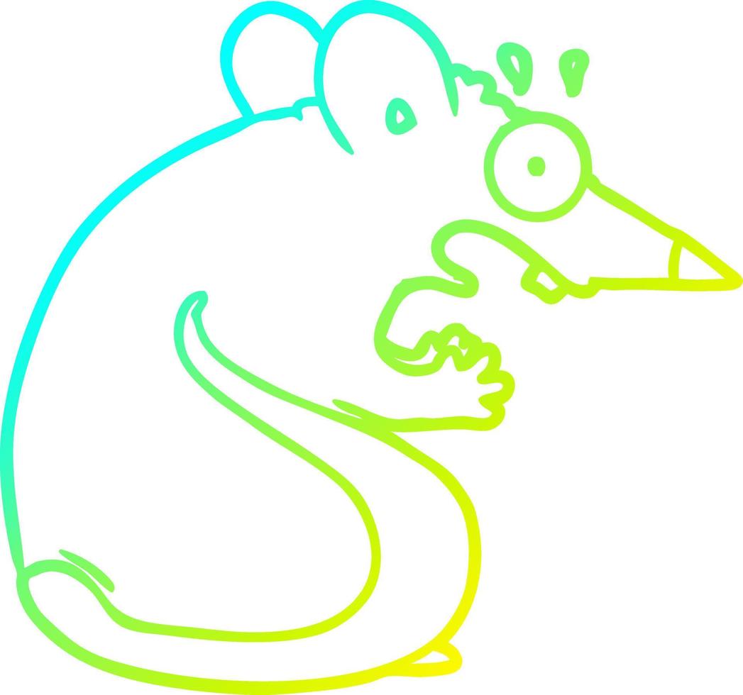 cold gradient line drawing cartoon frightened mouse vector