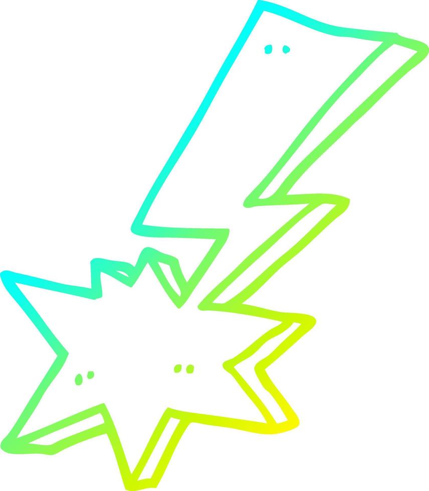 cold gradient line drawing cartoon lightning bolt vector