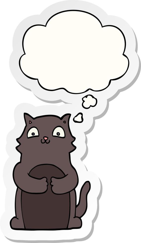cartoon cat and thought bubble as a printed sticker vector