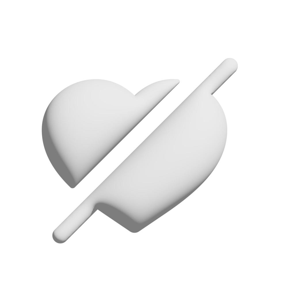 Heart off icon 3d isolated on white background Paper art style photo