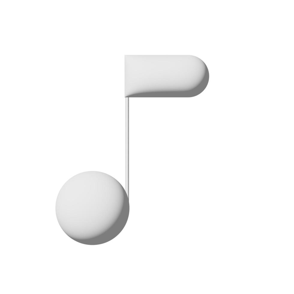icono de música 3d aislado en estilo de arte de papel de fondo blanco foto