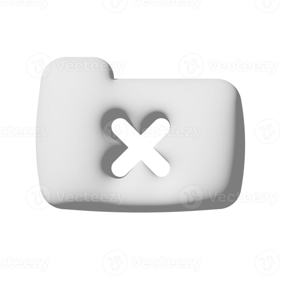 Folder delete icon 3d isolated on white background photo