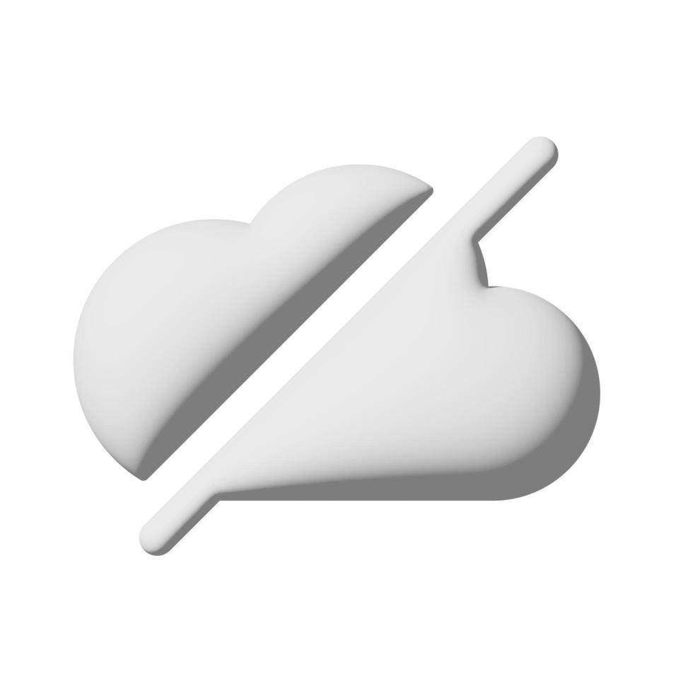 Cloud-off icon 3d isolated on white background photo