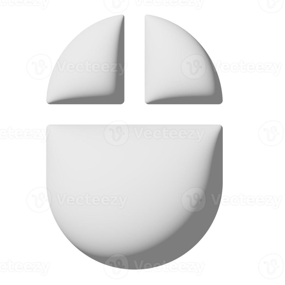 Mouse icon 3d isolated on white background photo