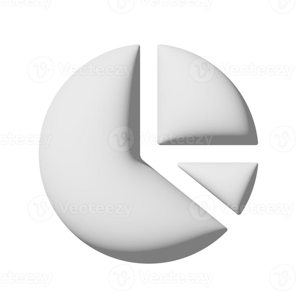 Chart pie icon 3d isolated on white background photo