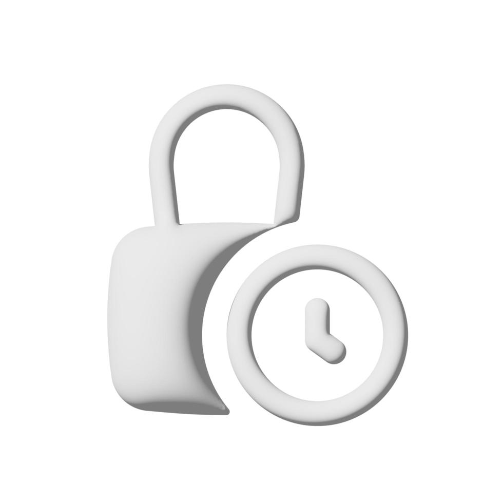 Lock time icon 3d isolated on white background Paper art style photo