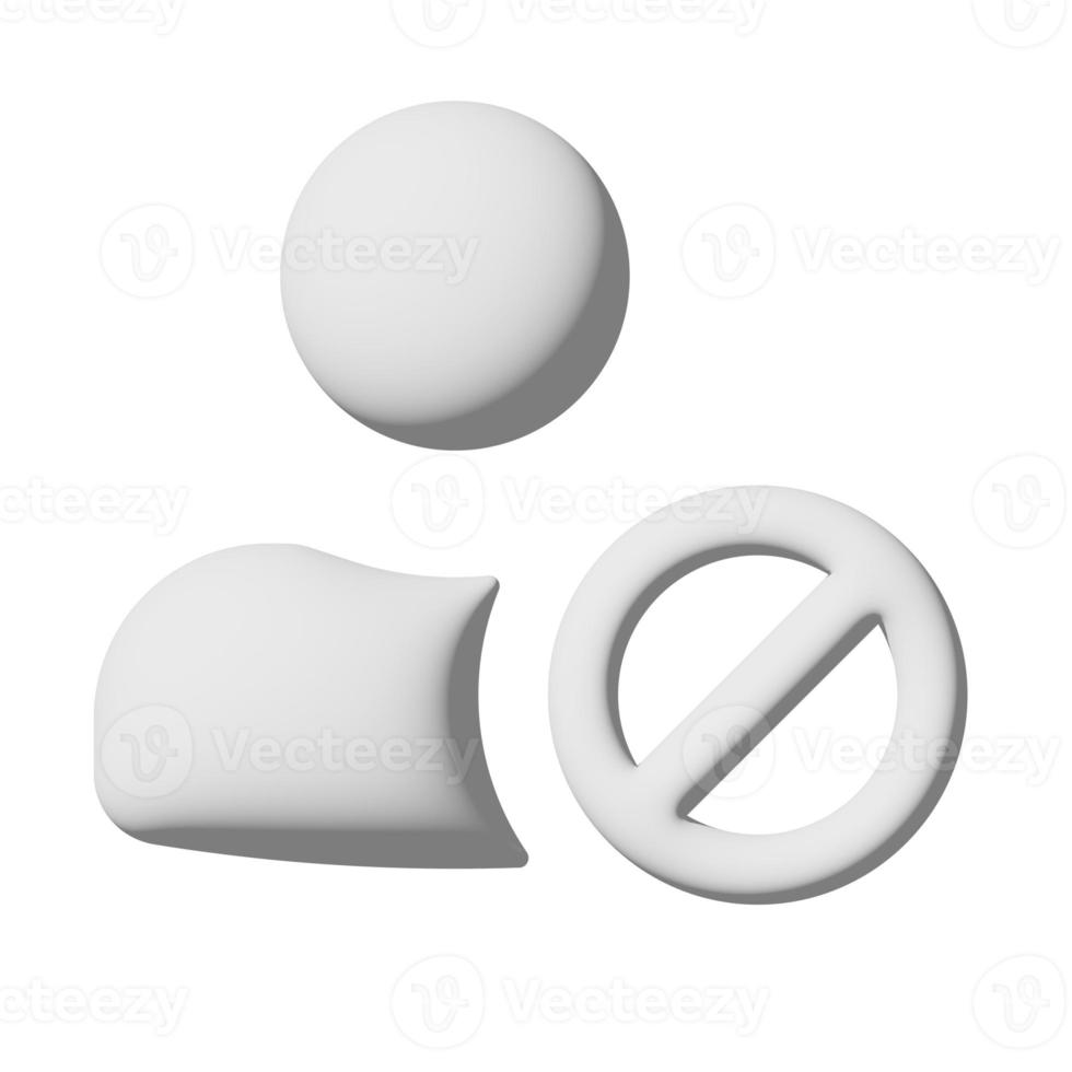 User block icon 3d isolated on white background photo