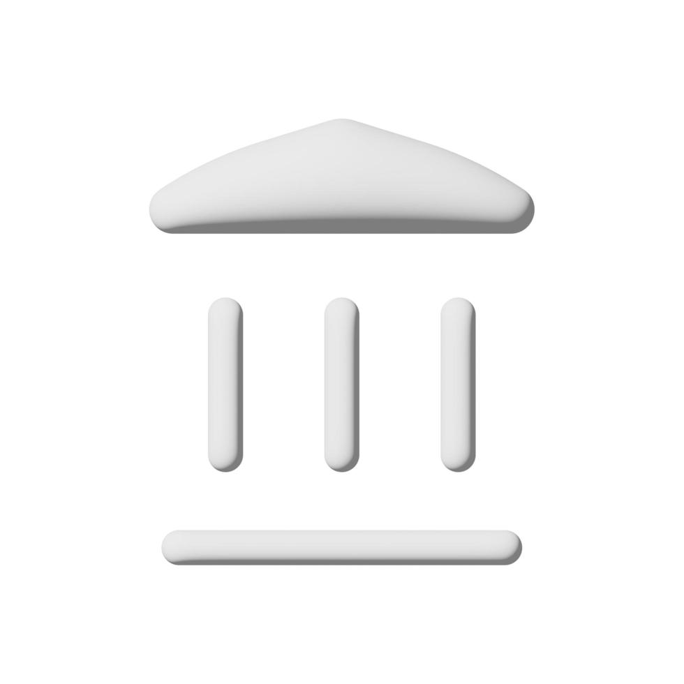 icono de banco 3d aislado sobre fondo blanco foto