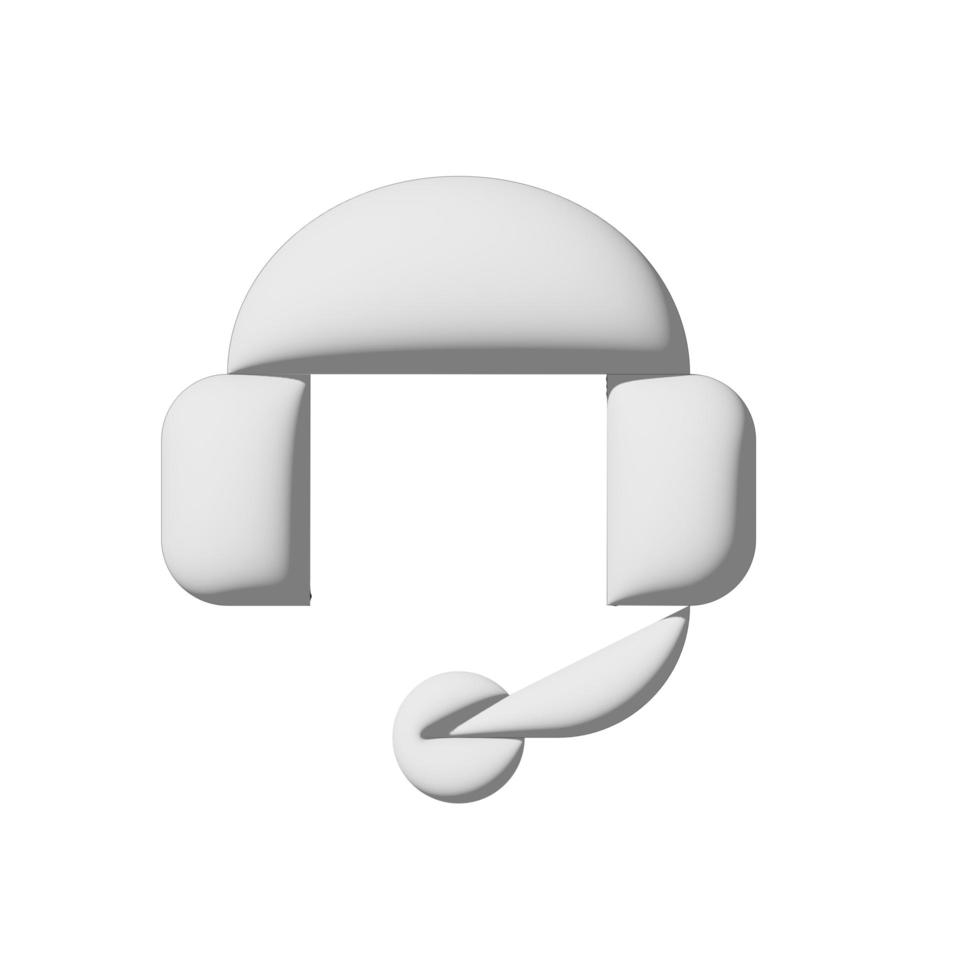 Headset icon 3d isolated on white background Paper art style photo