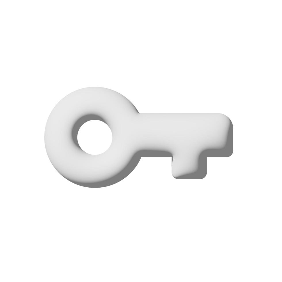 Key icon 3d isolated on white background Paper art style photo