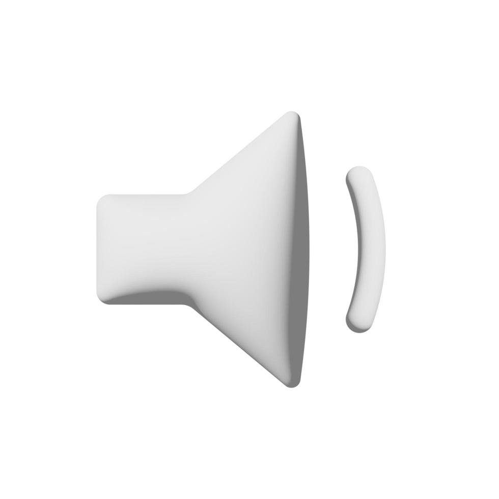 Volume down icon 3d isolated on white background Paper art style photo