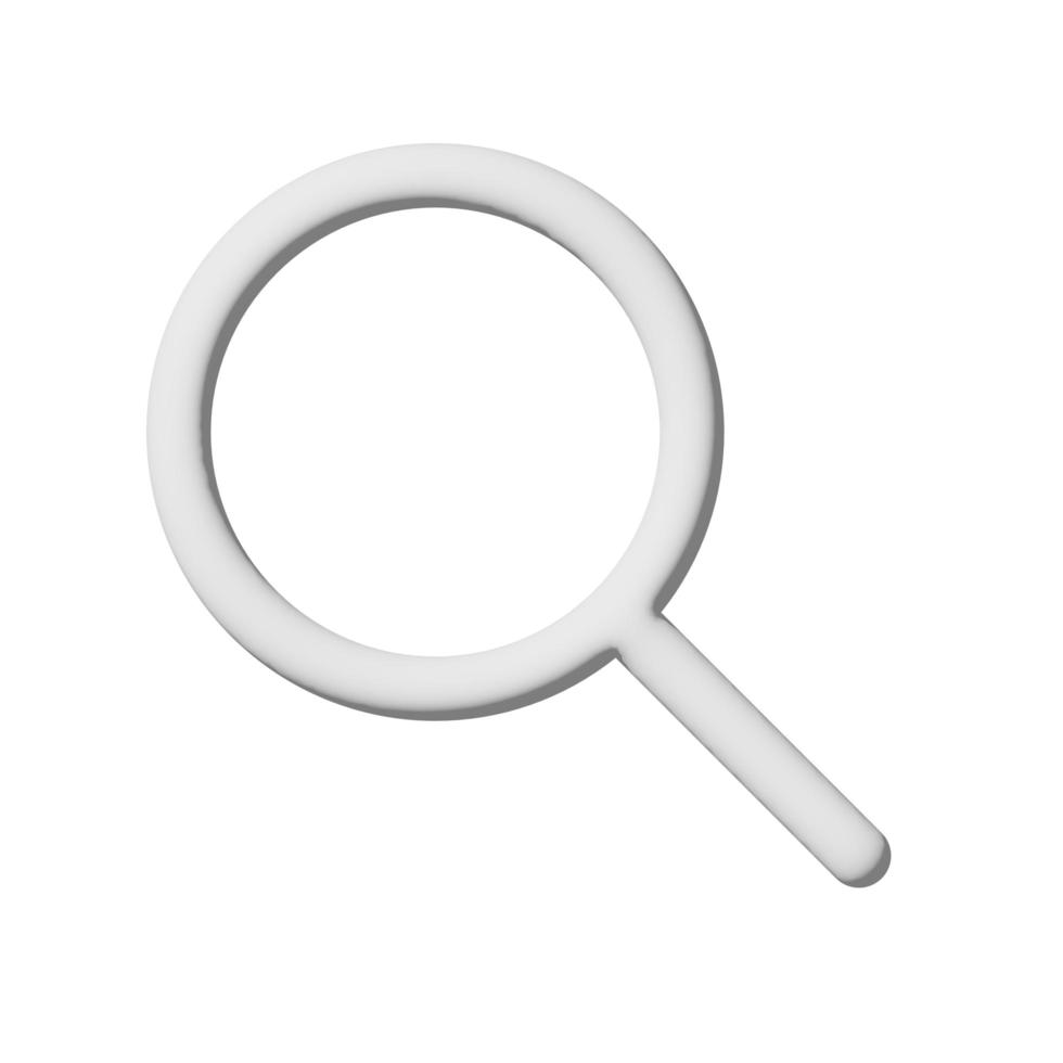 Search icon 3d isolated on white background Paper art style photo
