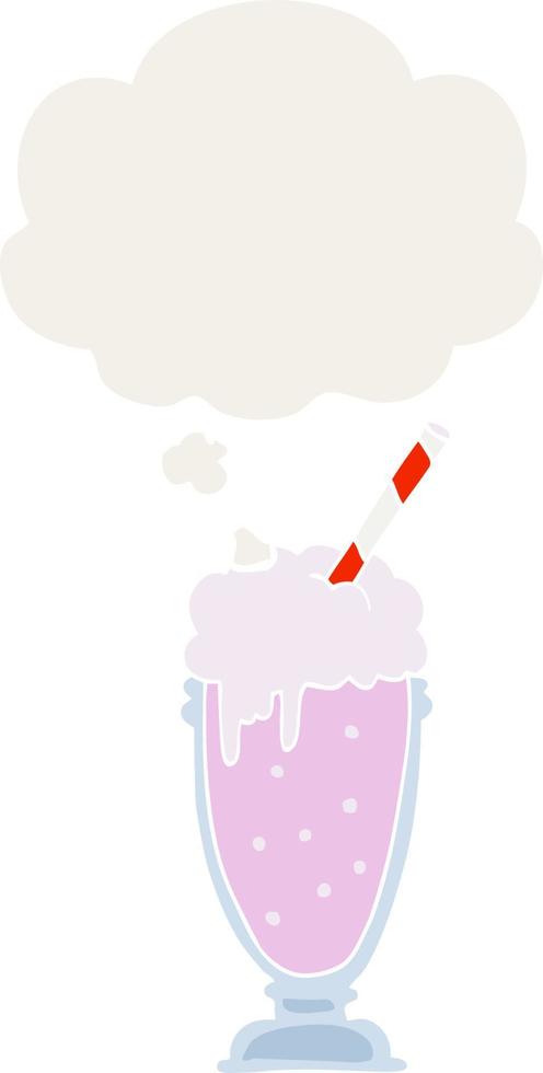 cartoon milkshake and thought bubble in retro style vector