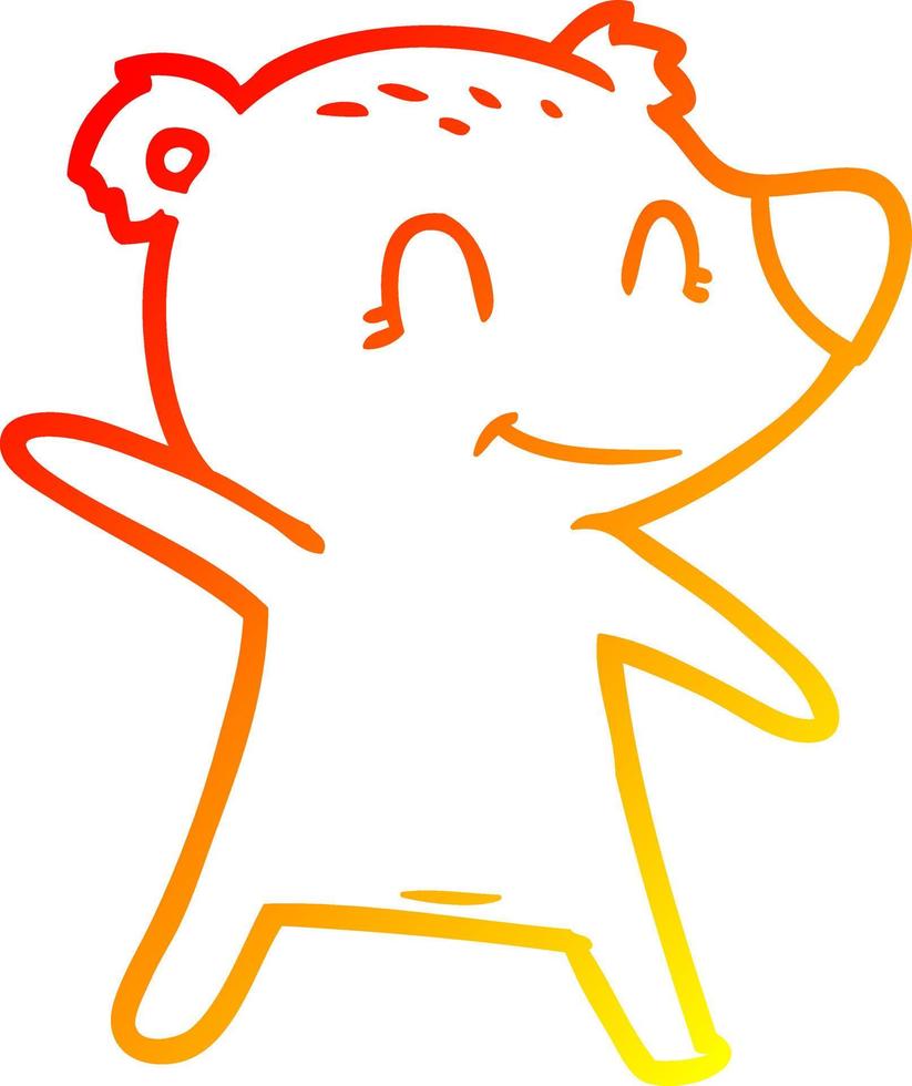 warm gradient line drawing smiling bear pointing vector