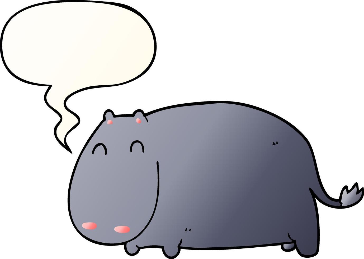 cartoon hippo and speech bubble in smooth gradient style vector