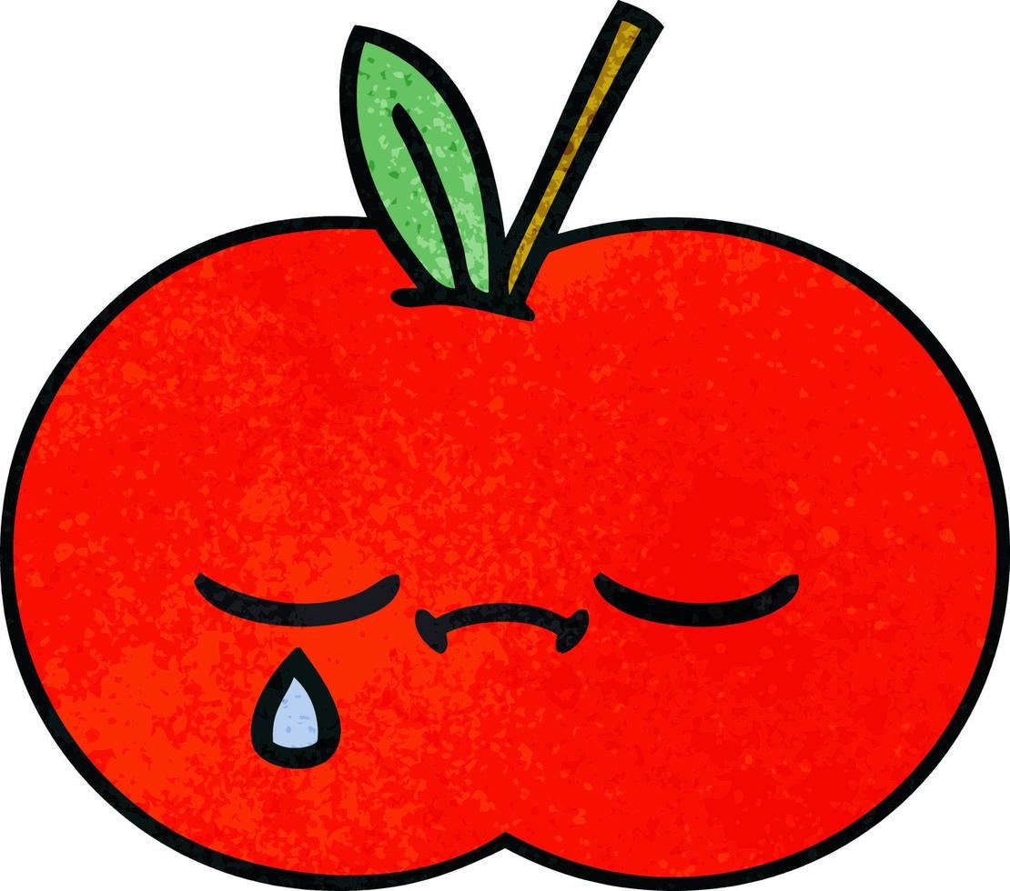 retro grunge texture cartoon red apple vector