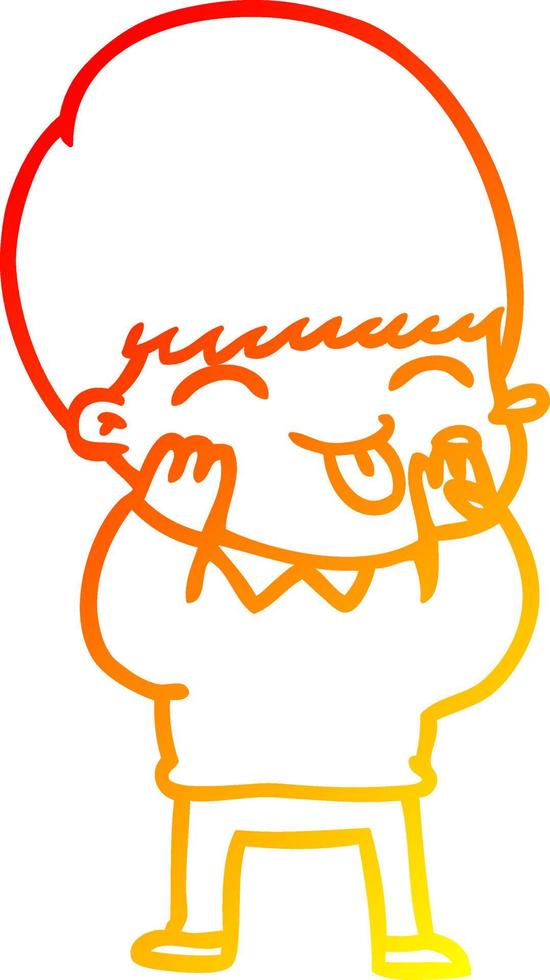 warm gradient line drawing cartoon boy blowing raspberry vector