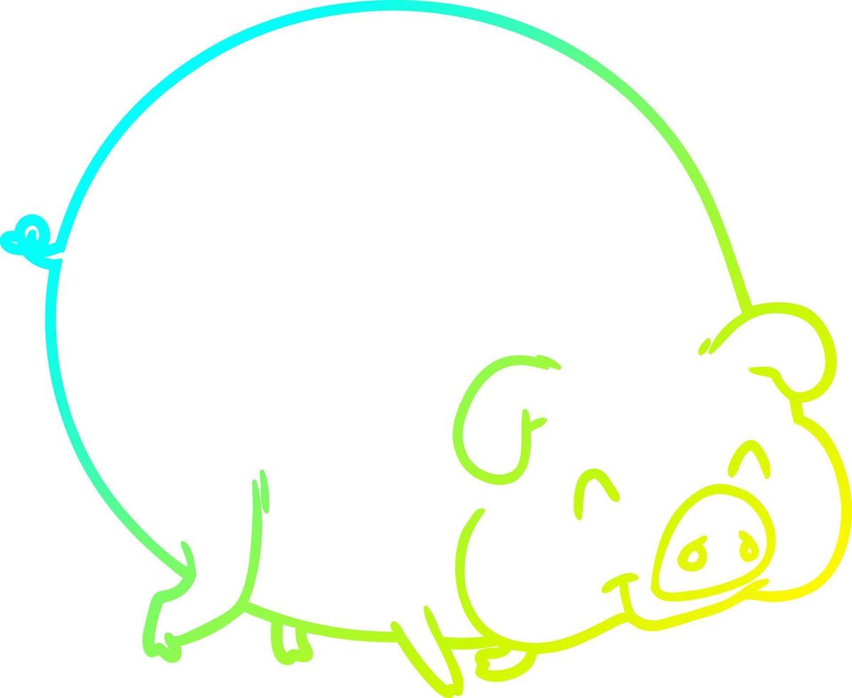 línea de gradiente frío dibujo cerdo de dibujos animados vector