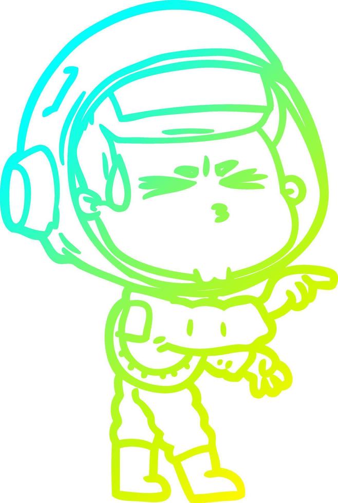 cold gradient line drawing cartoon stressed astronaut vector