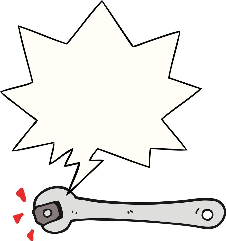 cartoon spanner turning nut and speech bubble vector