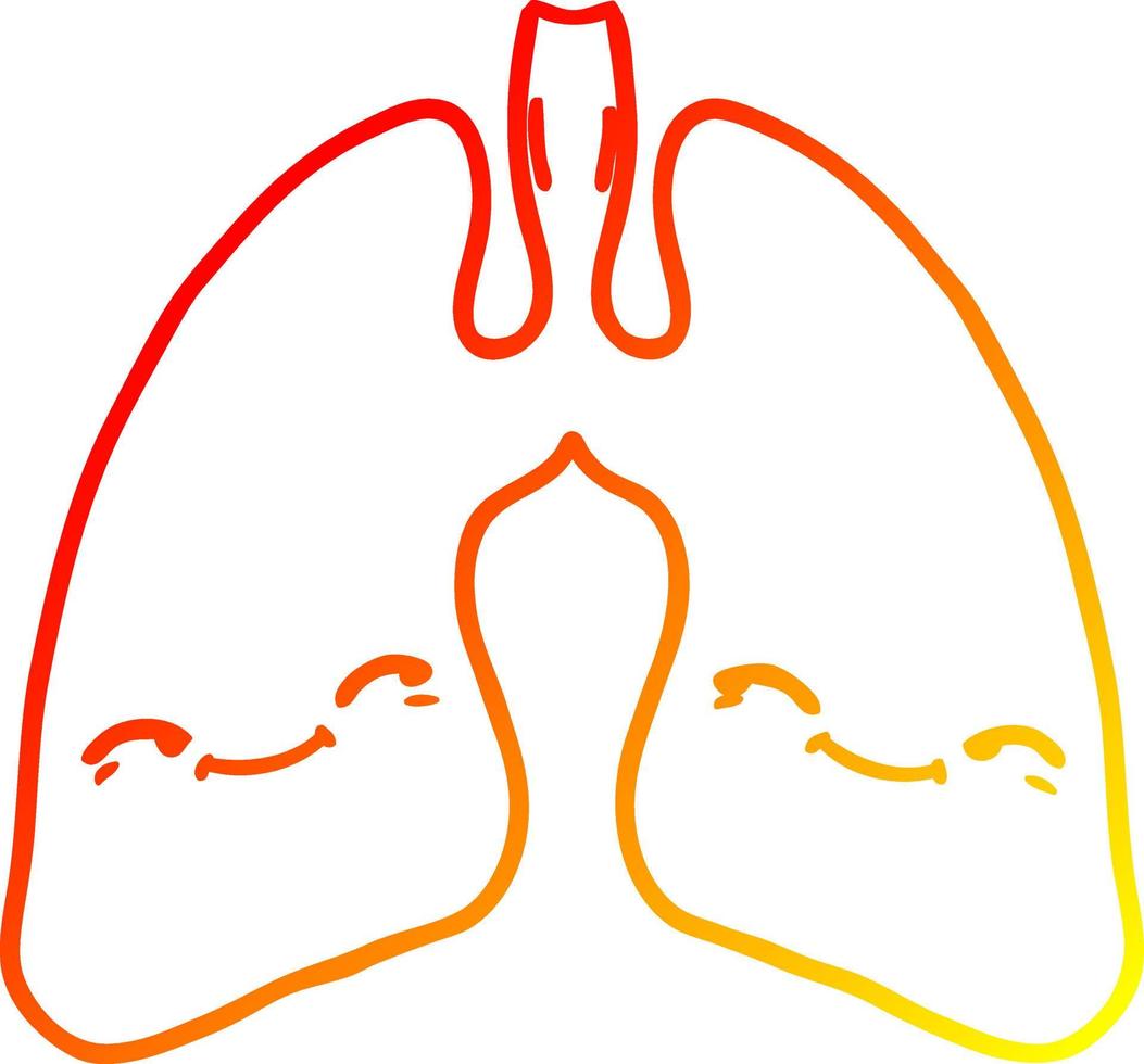 dibujo de línea de gradiente cálido pulmones de dibujos animados vector