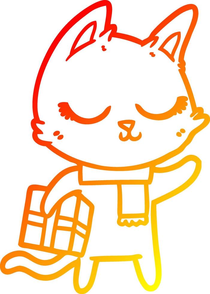 warm gradient line drawing calm cartoon cat vector