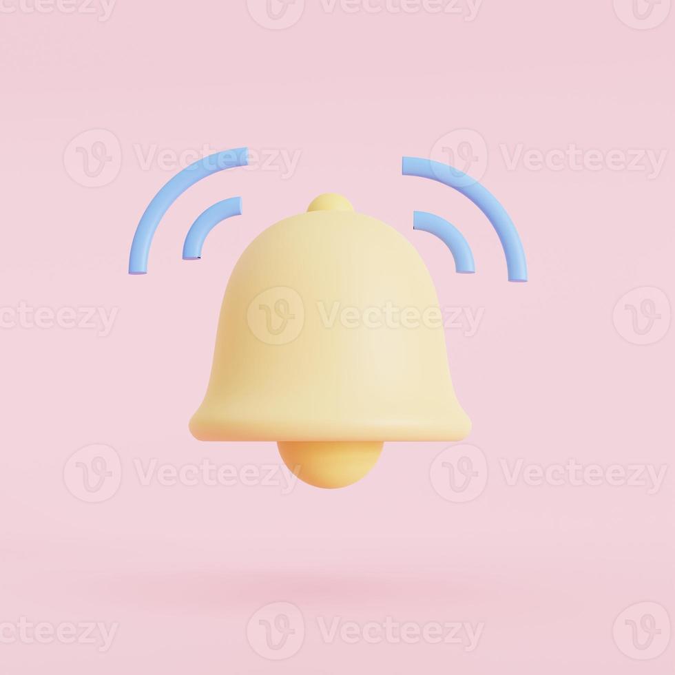 3D Notification message bell, icon alert, and alarm icon. 3d illustration photo