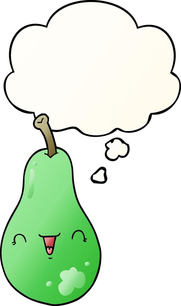 cartoon pear and thought bubble in smooth gradient style vector