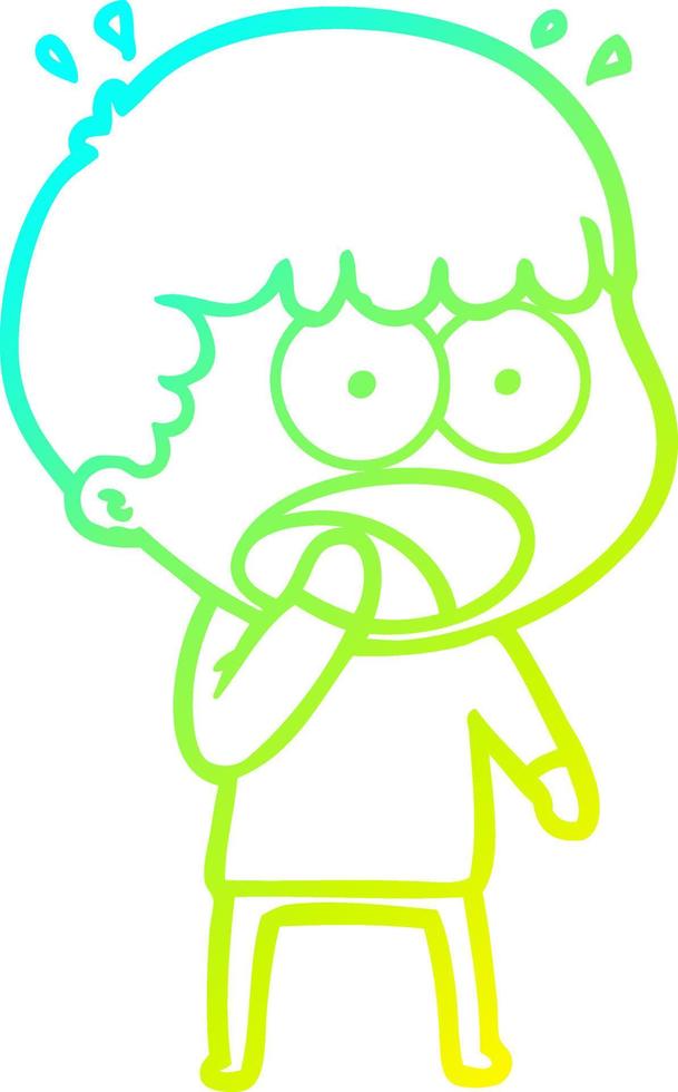cold gradient line drawing cartoon shocked man vector