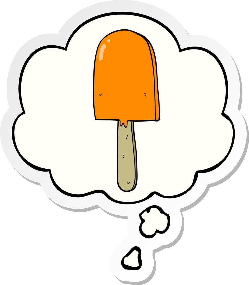 cartoon lollipop and thought bubble as a printed sticker vector