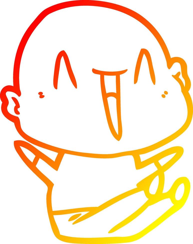 warm gradient line drawing happy cartoon bald man vector