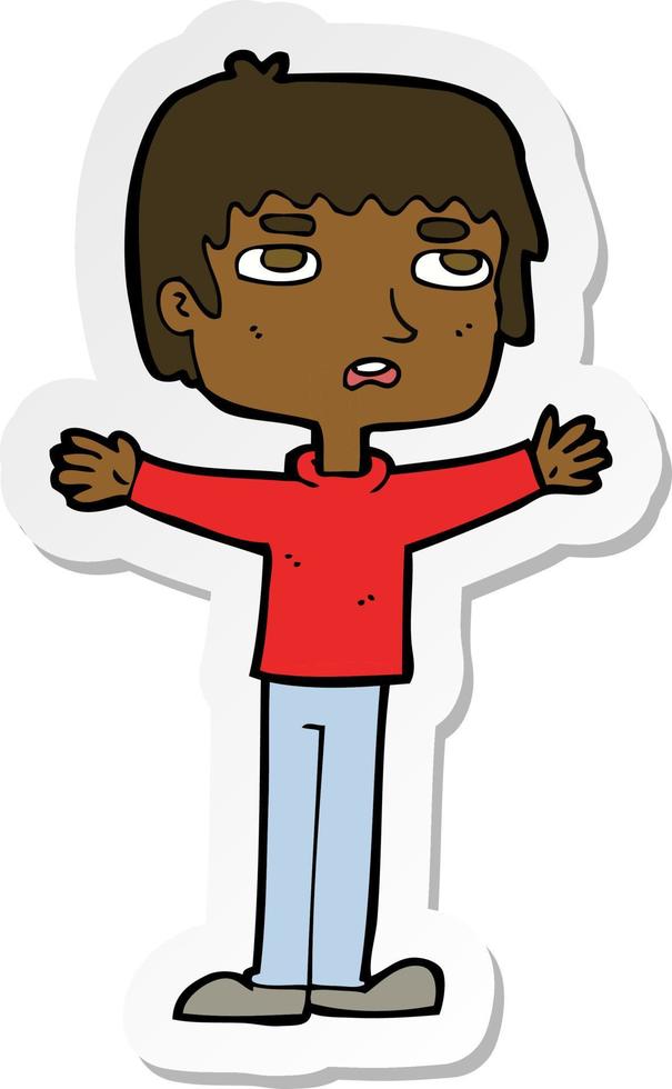 sticker of a cartoon nervous man vector