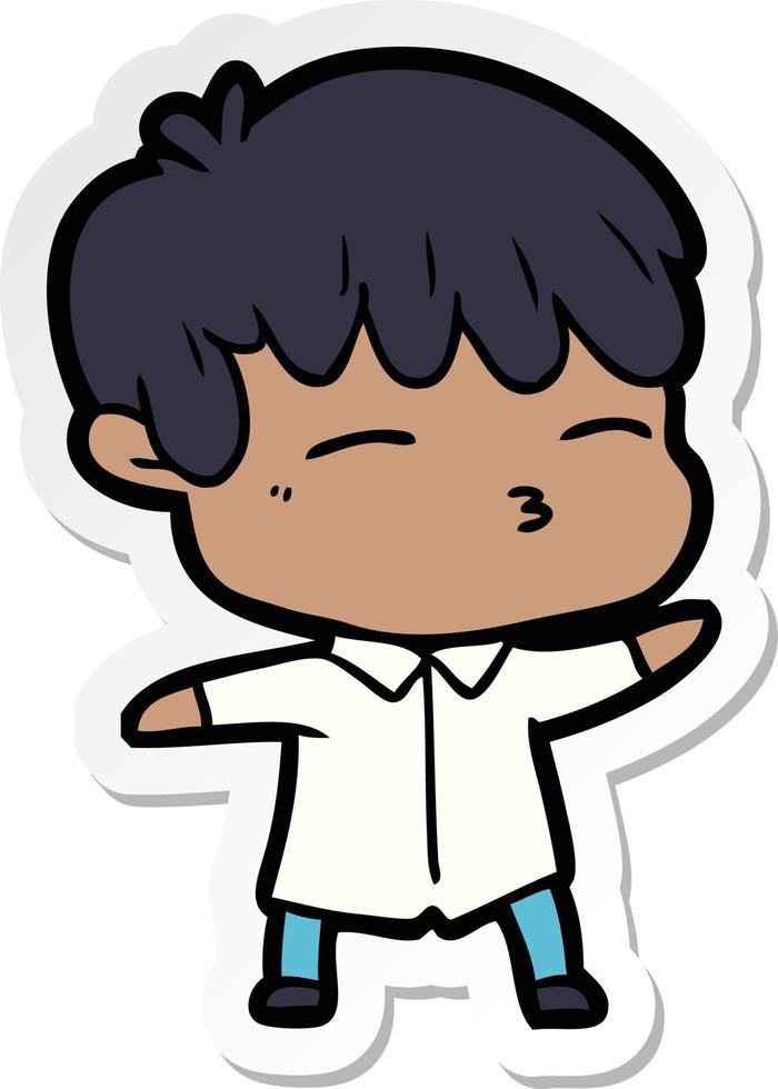 sticker of a cartoon curious boy vector