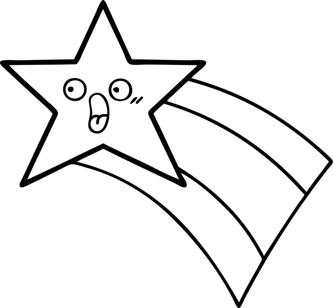 line drawing cartoon shooting rainbow star vector