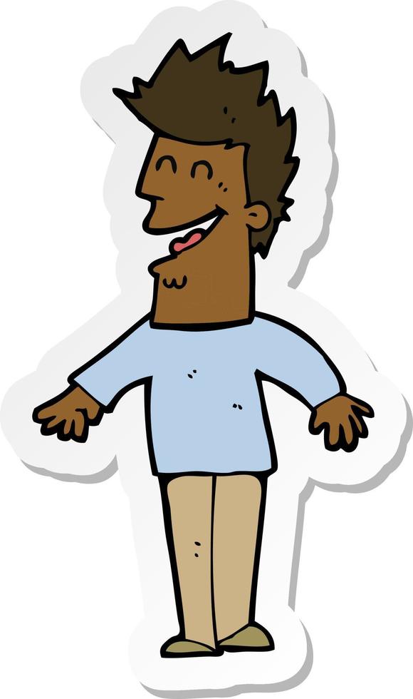 sticker of a cartoon happy man vector