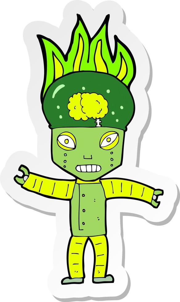 sticker of a funny cartoon robot vector