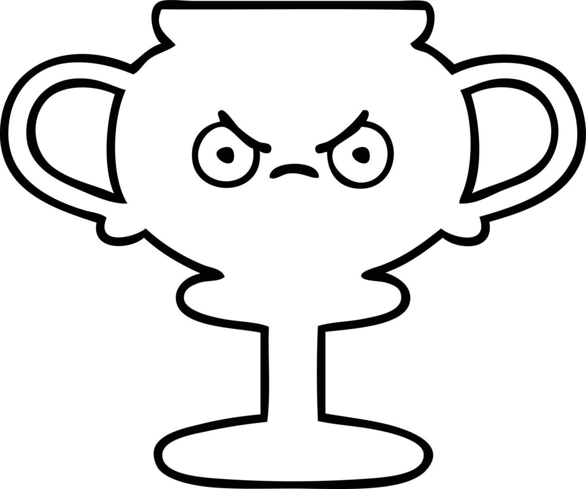 line drawing cartoon trophy vector